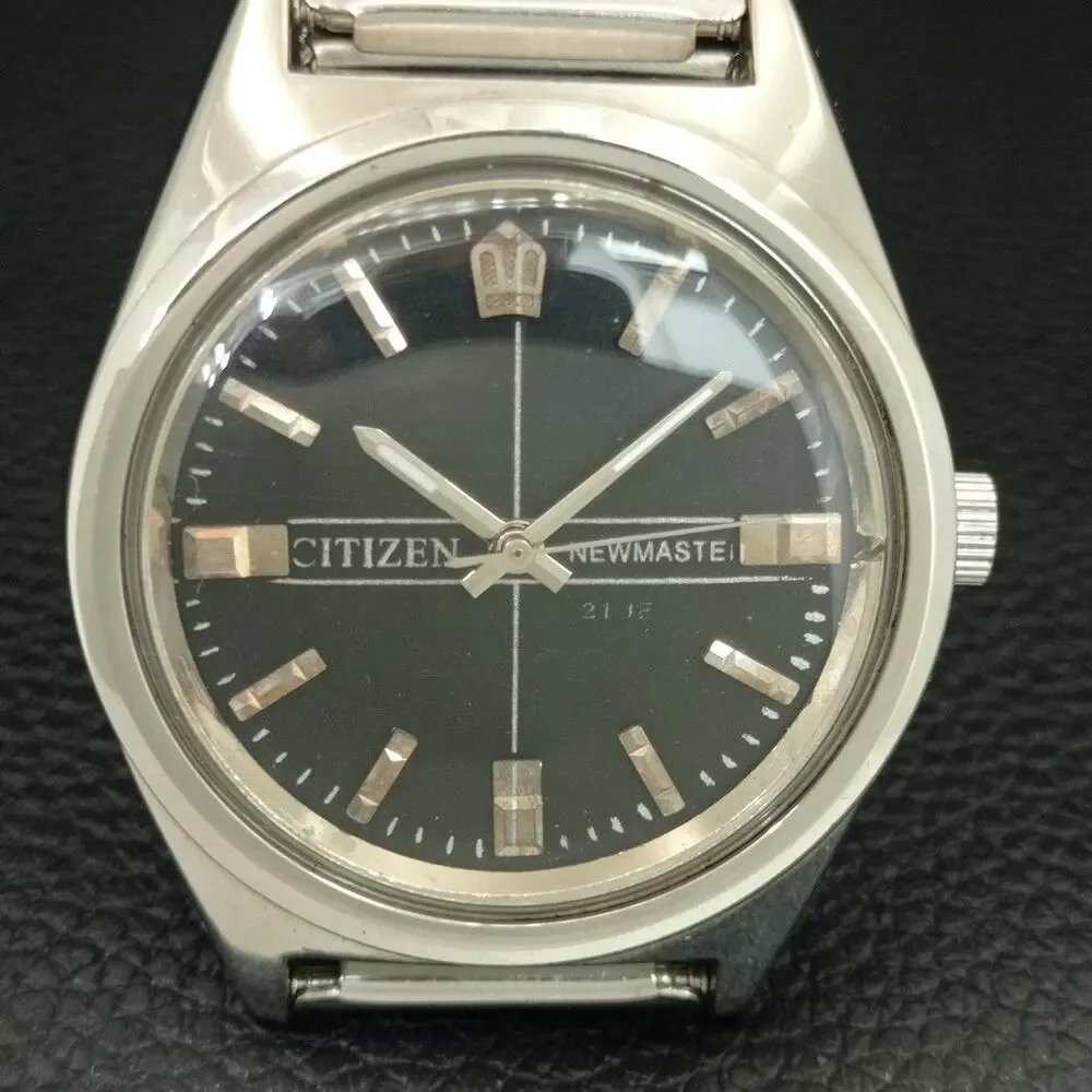 Vintage 1985 Citizen Manual Wound Mens Silver Watch & Silver accents